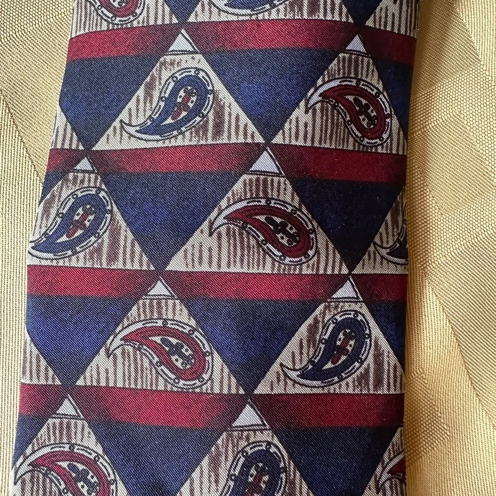 Men's Geometric Patterned Tie - Blue‎ and Red